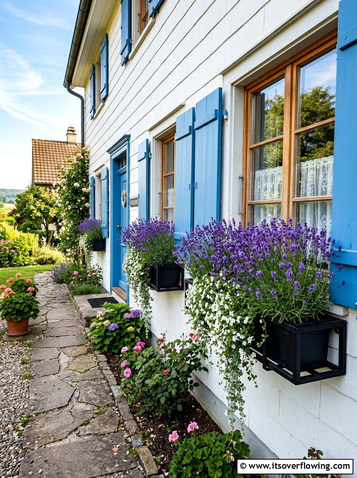 Lavender window box display - 25 garden ideas with lavender