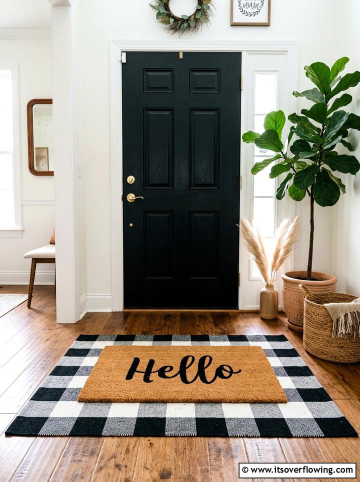 Layered Door Mat - 25 front porch ideas for narrow entry