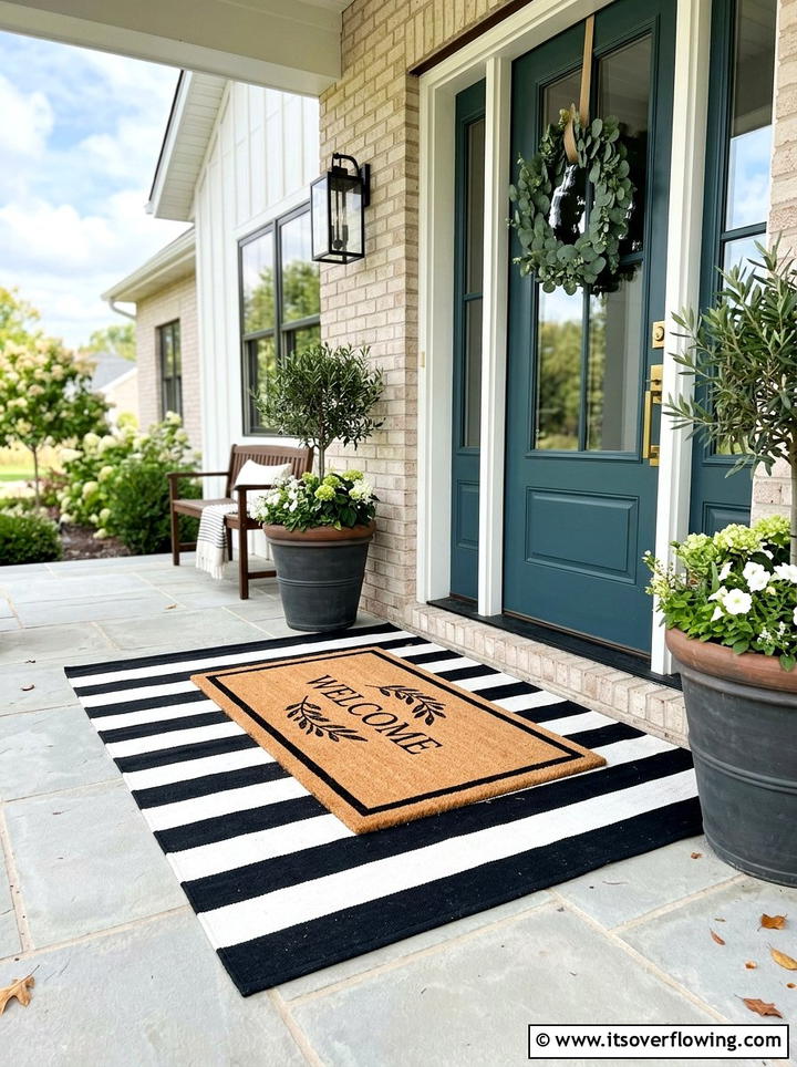 Layered Door Mats - 25 front porch ideas for deep porch