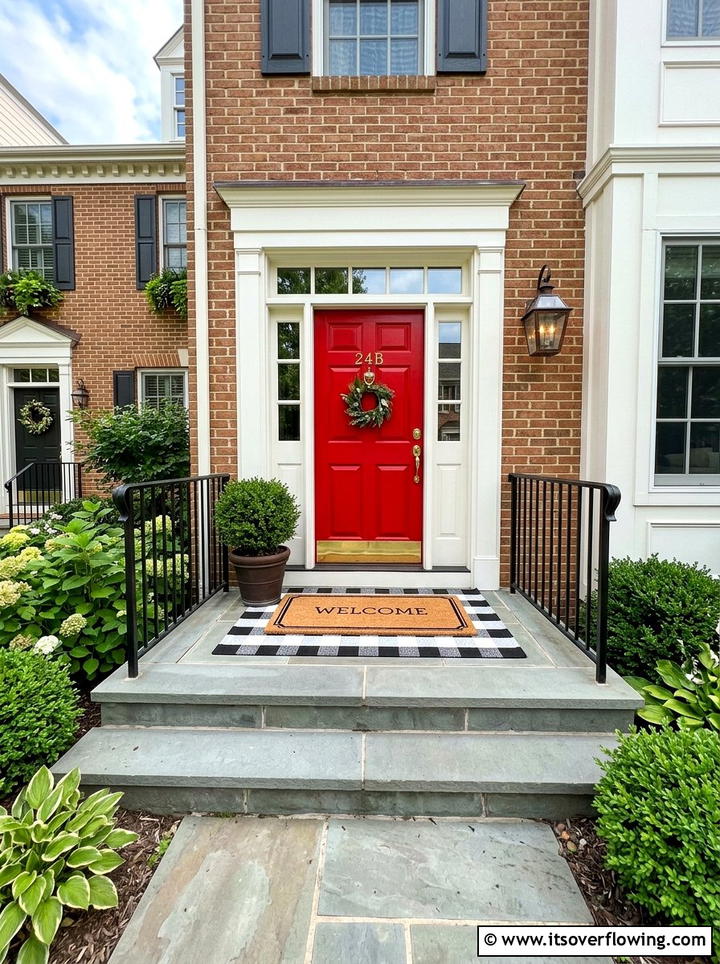 Layered Door Mats - 25 front porch ideas for townhouses