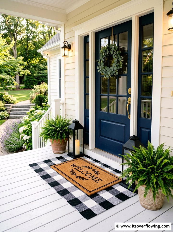 Layered Doormat Entry - 25 front porch ideas with outdoor rug