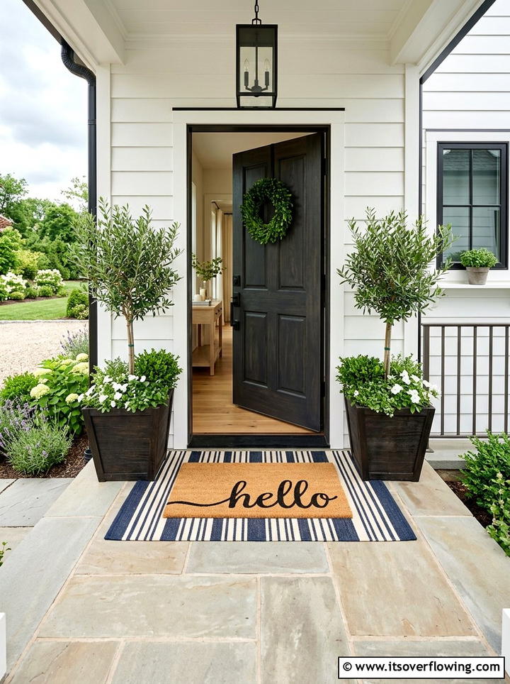 Layered Doormat - 25 front porch decor ideas with farmhouse charm