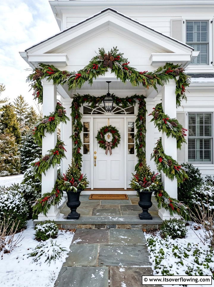 Layered Doormats - 25 front porch decor ideas with holiday entry styling