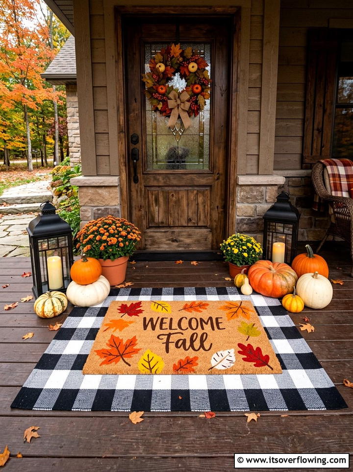 Layered Fall Doormat - 25 front porch decor ideas for fall