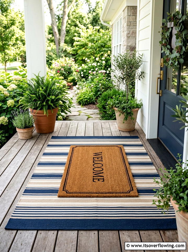 Layered Front Door Mat - 25 front porch ideas for north facing porch