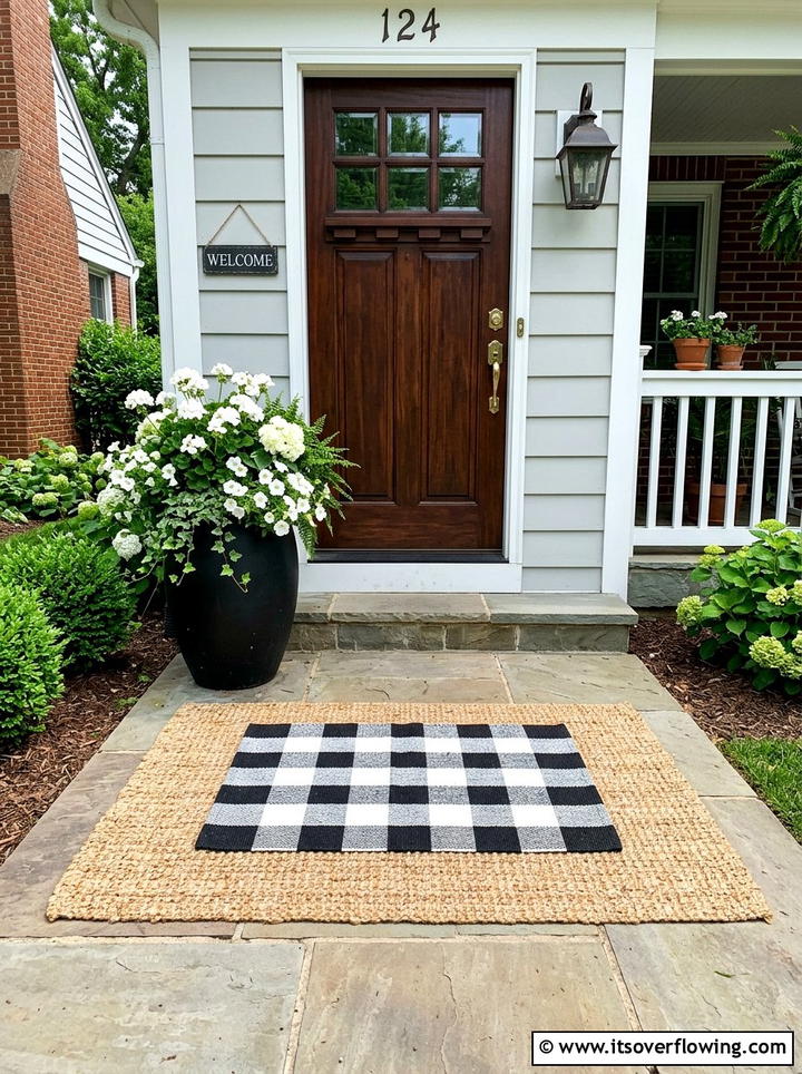 Layered Front Door Rug - 25 front porch ideas for large porches