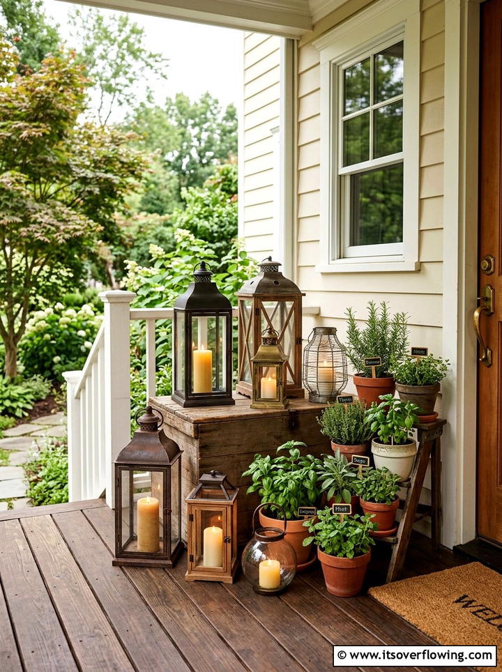 Layered Lantern Groupings - 25 front porch decor ideas with lantern clusters