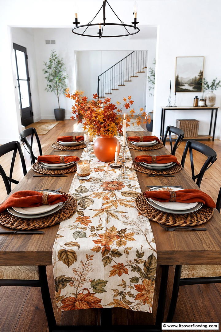 Layered Linen Table Styling - 50 Fall Table Decor Ideas Roundup- Seasonal Styling