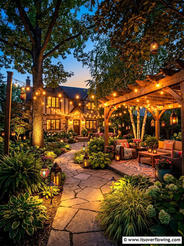 Layered Outdoor Lighting - 25 garden ideas for maximalist style