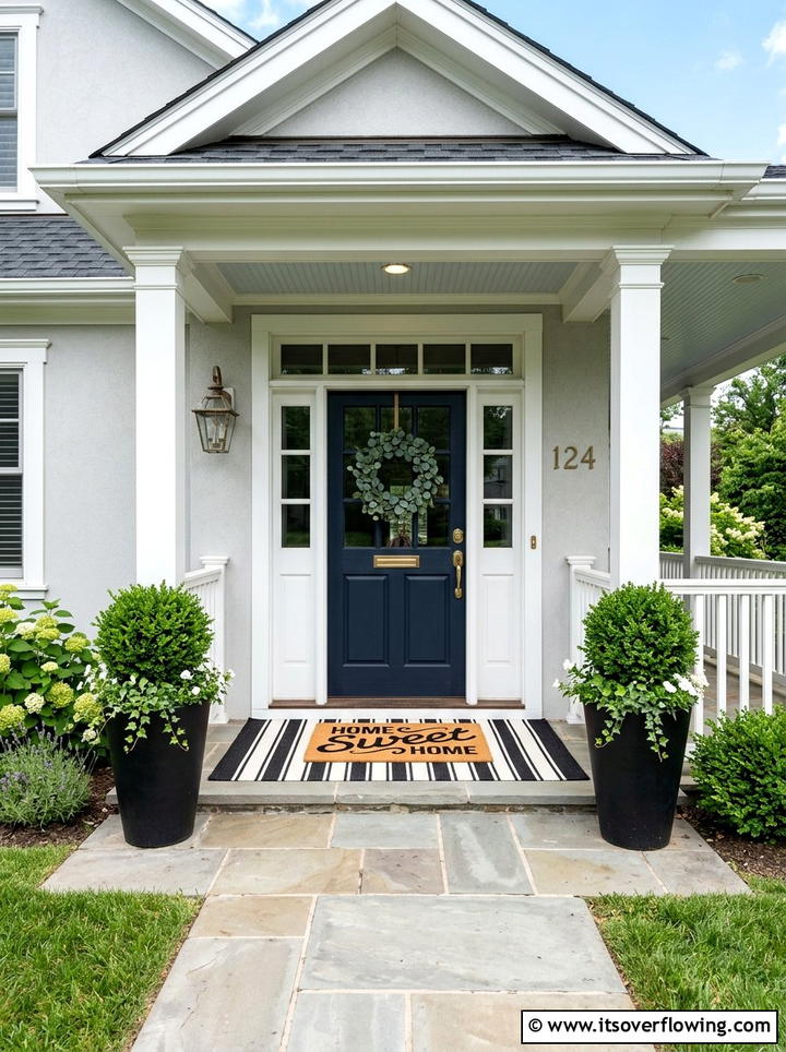 Layered Porch Mats - 25 front porch decor ideas with neutral tones