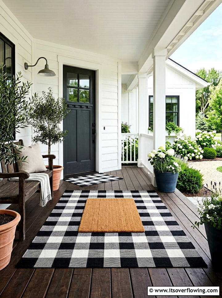 Layered Porch Rug - 25 front porch decor ideas with rustic accents
