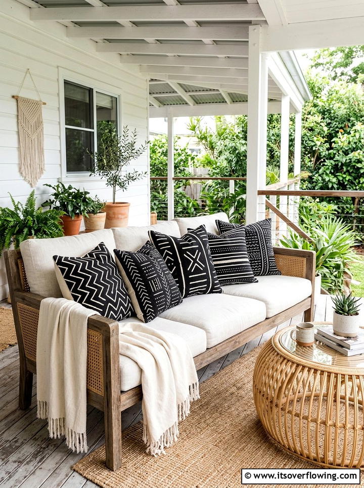 Layered Porch Rugs - 25 front porch decor ideas with boho textures