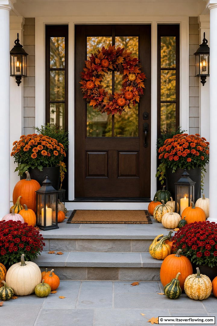 Layered Porch Welcome Display - 50 Fall Decor Ideas for A Cozy Seasonal Refresh at Home