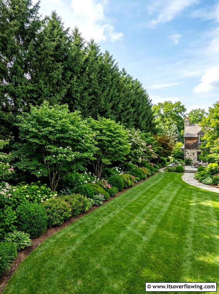 Layered Privacy Tree - 25 backyard ideas with garden and lawn