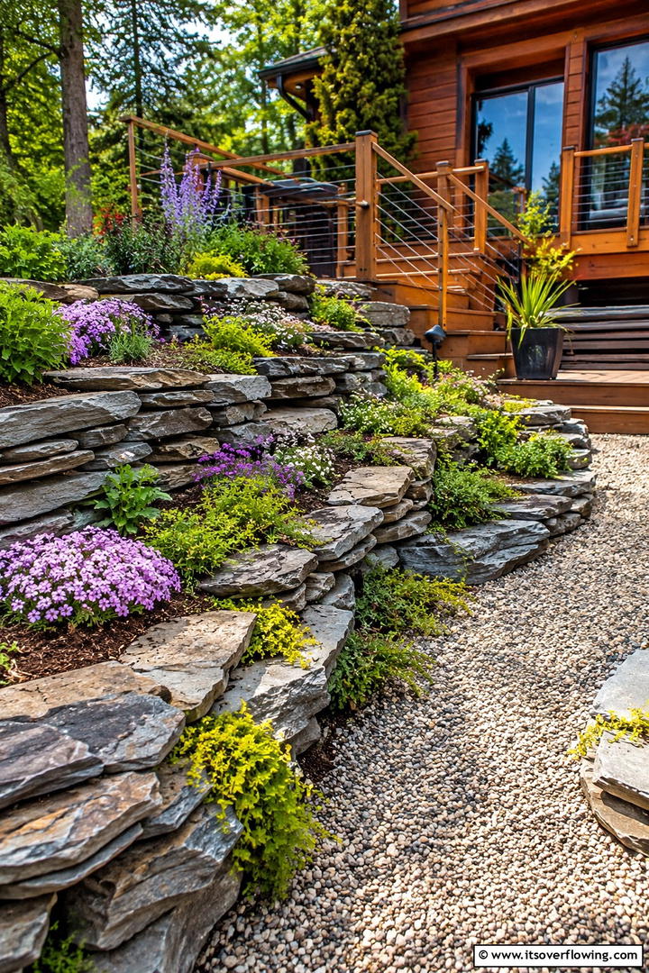 Layered Rock Borders - 30 Modern Garden Edging Ideas to Define Your Outdoor Space