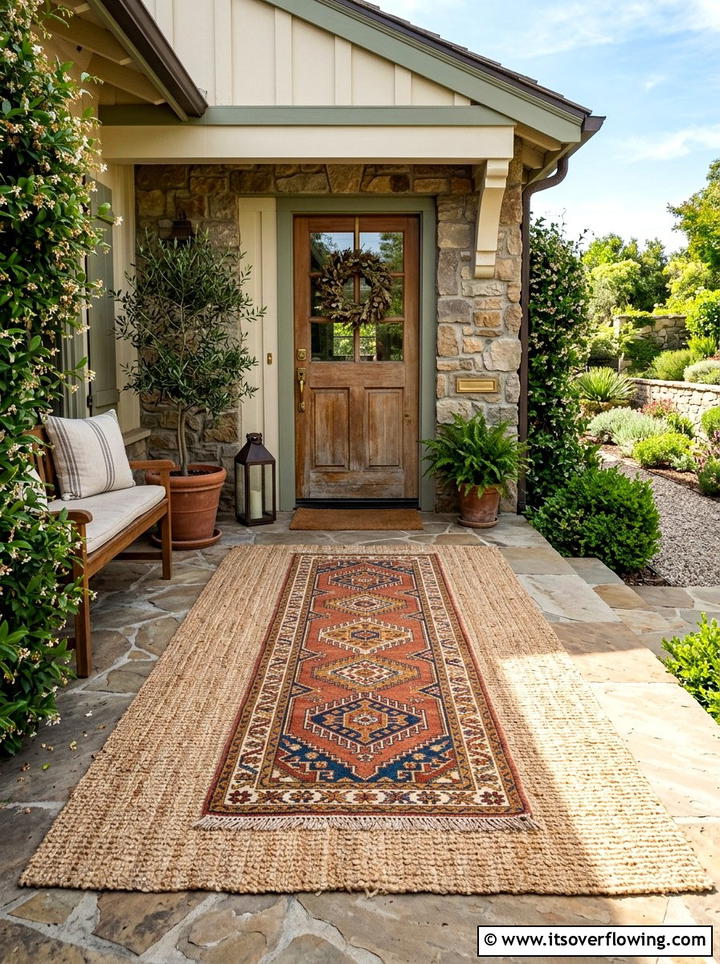 Layered Rug Look - 25 front porch decor ideas on a budget