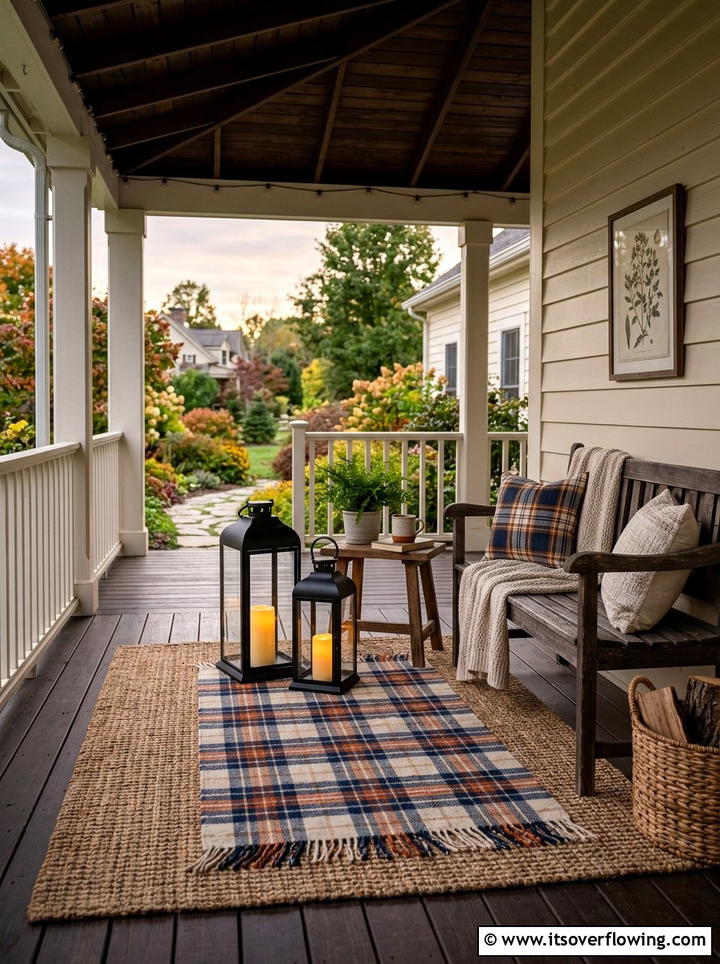 Layered Rugs With Lanterns - 25 front porch decor ideas with lanterns
