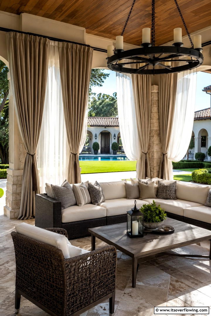 Layered Sheer and Opaque - 30 Patio Curtain Ideas to Enhance Outdoor Privacy & Style
