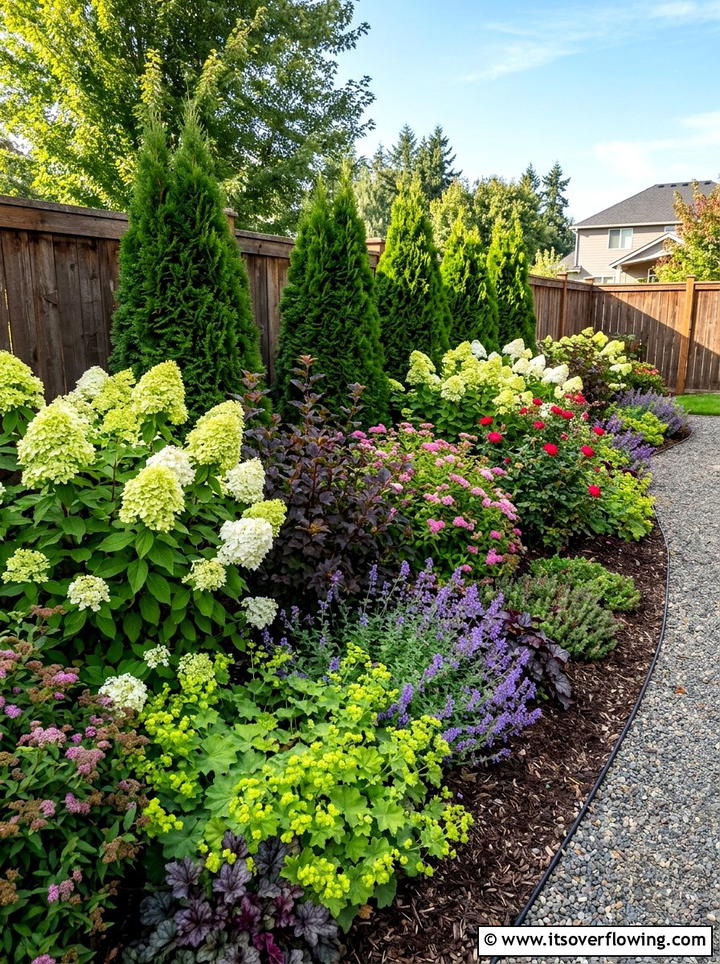 Layered Shrub Border - 25 garden design ideas for fence lines