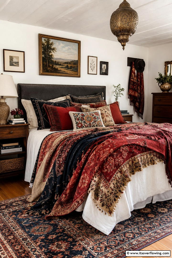 Layered Textile Accents - 30 Shabby Chic Bedroom Ideas for Vintage-Inspired Spaces