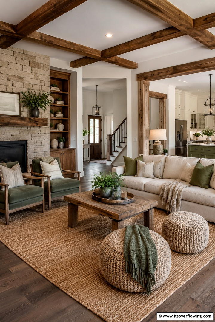 Layered Textures and Earthy Tones - 30 Rustic Sage Green Living Room Ideas for Earthy Elegance