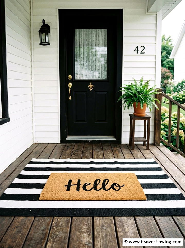 Layered Welcome Mats - 25 front porch ideas on a budget