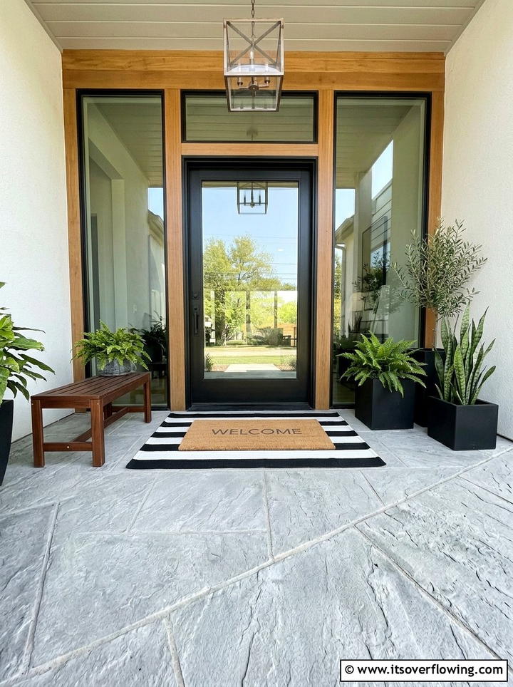 Layered door mats - 25 front porch ideas with modern style