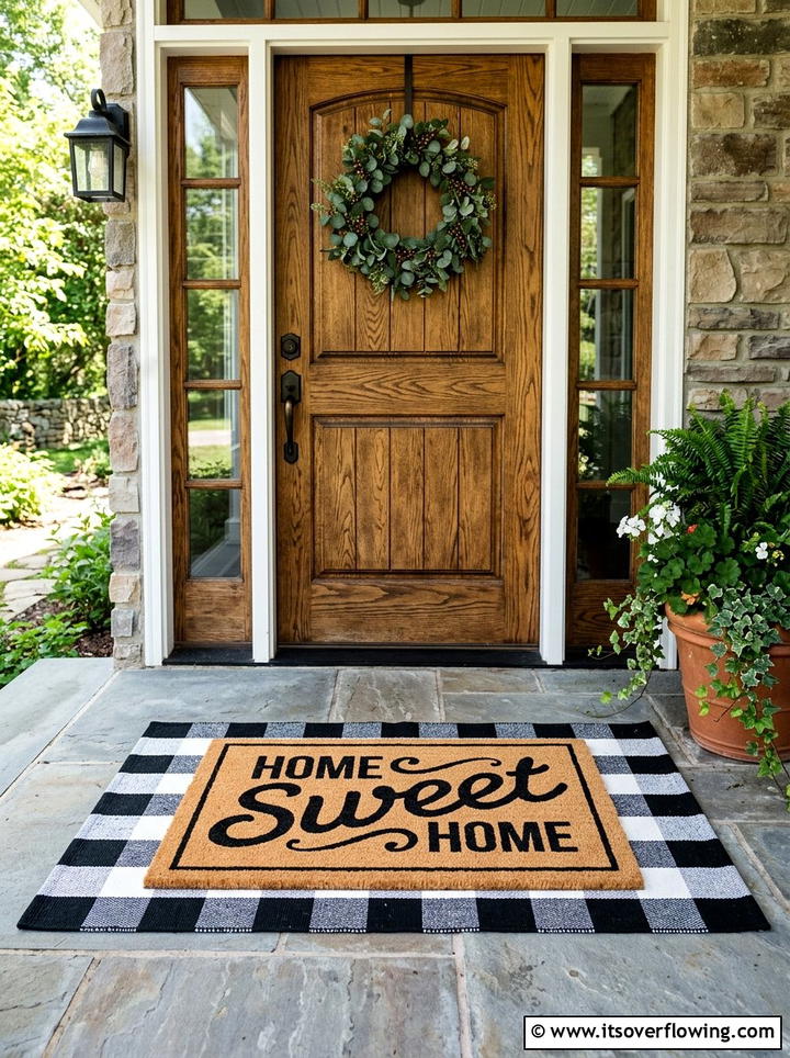 Layered door mats - 25 front porch decor ideas for summer