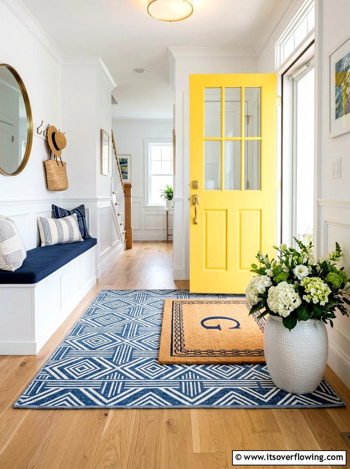 Layered monogrammed rug look - 25 front porch ideas with monogram decor