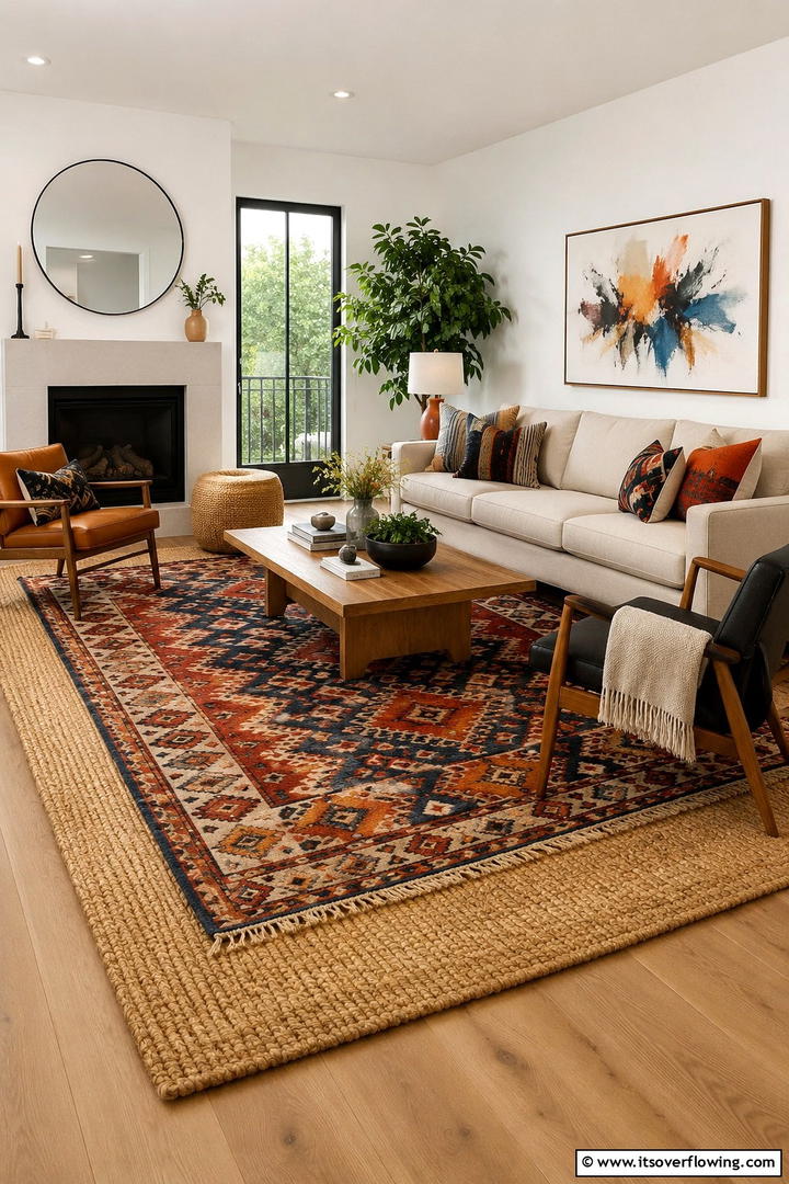 Layering Rugs for Texture - 25 Eclectic Living Room Ideas for a Unique and Vibrant Space