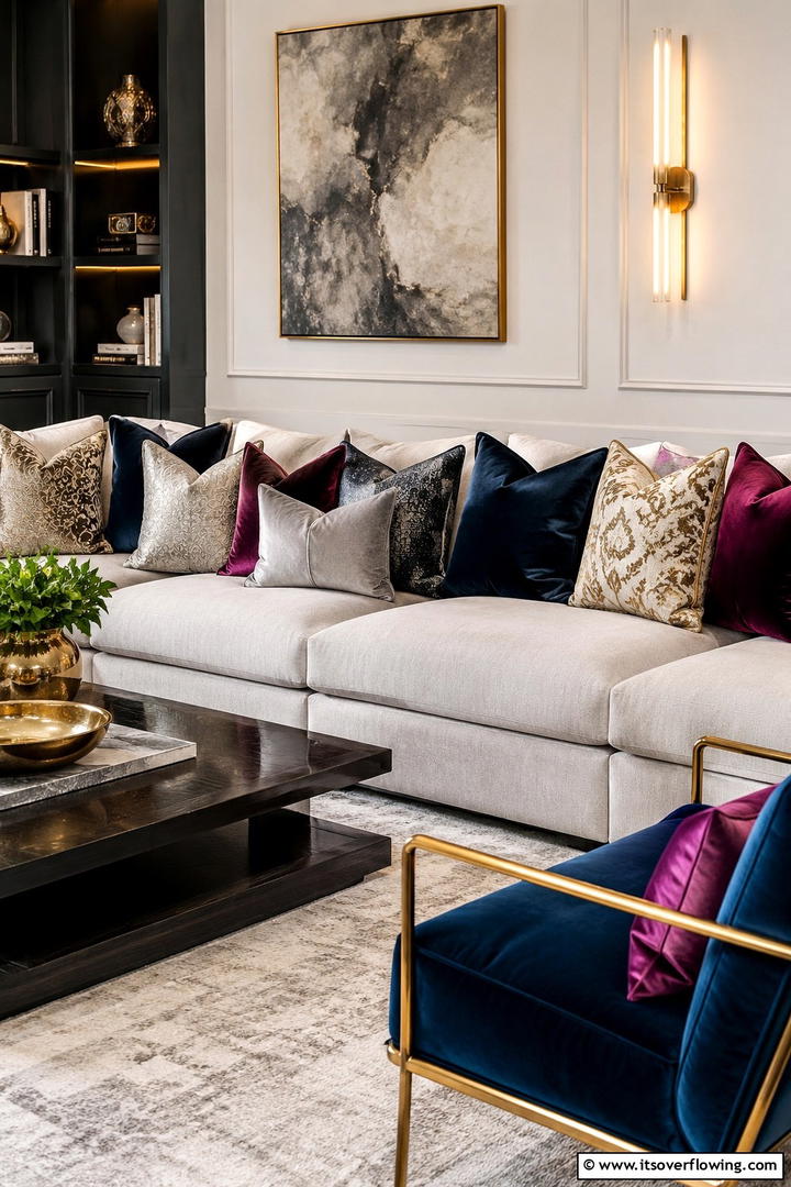 Layering Throw Pillows - 25 Eclectic Living Room Ideas for a Unique and Vibrant Space