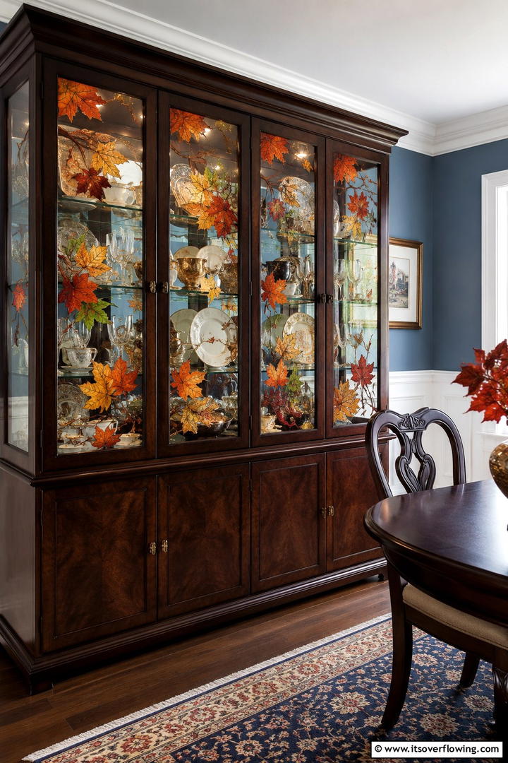 Leaf Adorned Cabinet Doors - 50 Fall Leaves Decor Ideas to Brighten Autumn Rooms