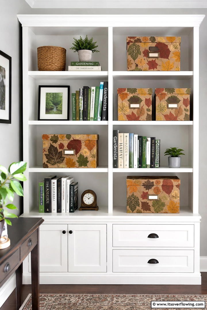 Leaf Covered Boxes - 50 Fall Leaves Decor Ideas to Brighten Autumn Rooms
