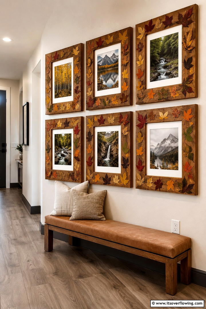 Leaf Covered Picture Frames - 50 Fall Leaves Decor Ideas to Brighten Autumn Rooms