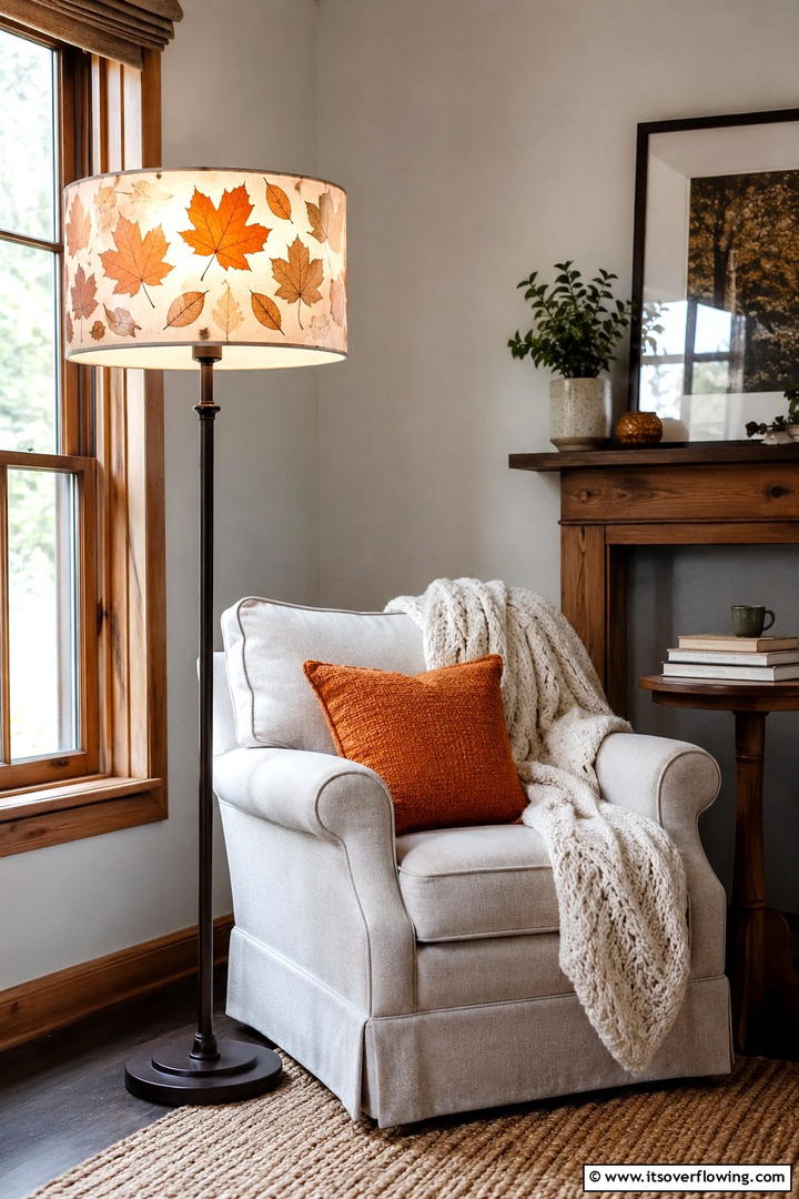 Leaf Lampshade Decoration - 50 Fall Leaves Decor Ideas to Brighten Autumn Rooms