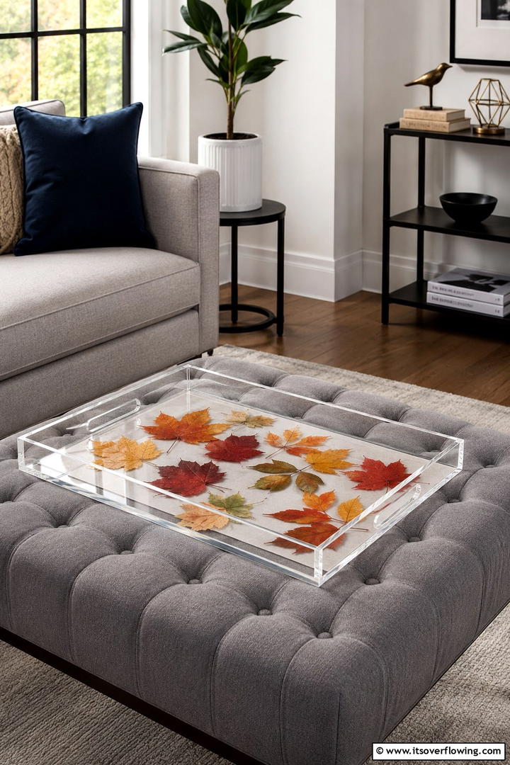 Leaf Lined Serving Tray - 50 Fall Leaves Decor Ideas to Brighten Autumn Rooms