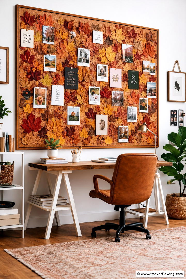 Leaf Memory Board - 50 Fall Leaves Decor Ideas to Brighten Autumn Rooms
