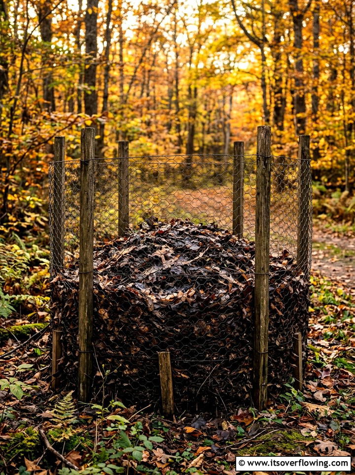 Leaf Mold Pile - 25 cheap garden ideas with composting