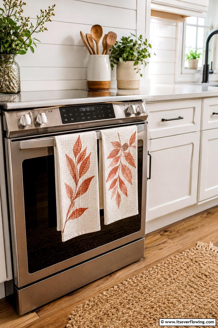 Leaf Printed Tea Towels - 50 Fall Leaves Decor Ideas to Brighten Autumn Rooms
