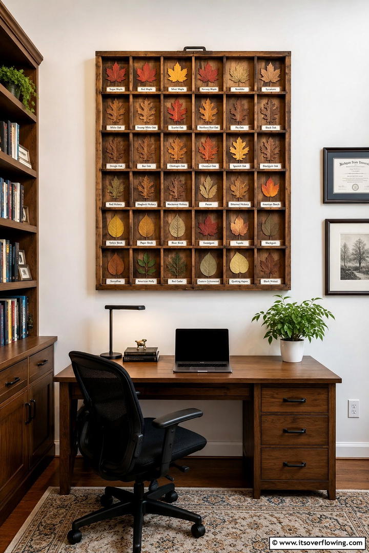 Leaf Specimen Collection Display - 50 Fall Leaves Decor Ideas to Brighten Autumn Rooms