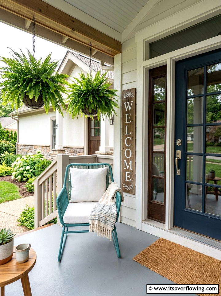 Leaner welcome sign with wreath - 25 front porch ideas with welcome signs