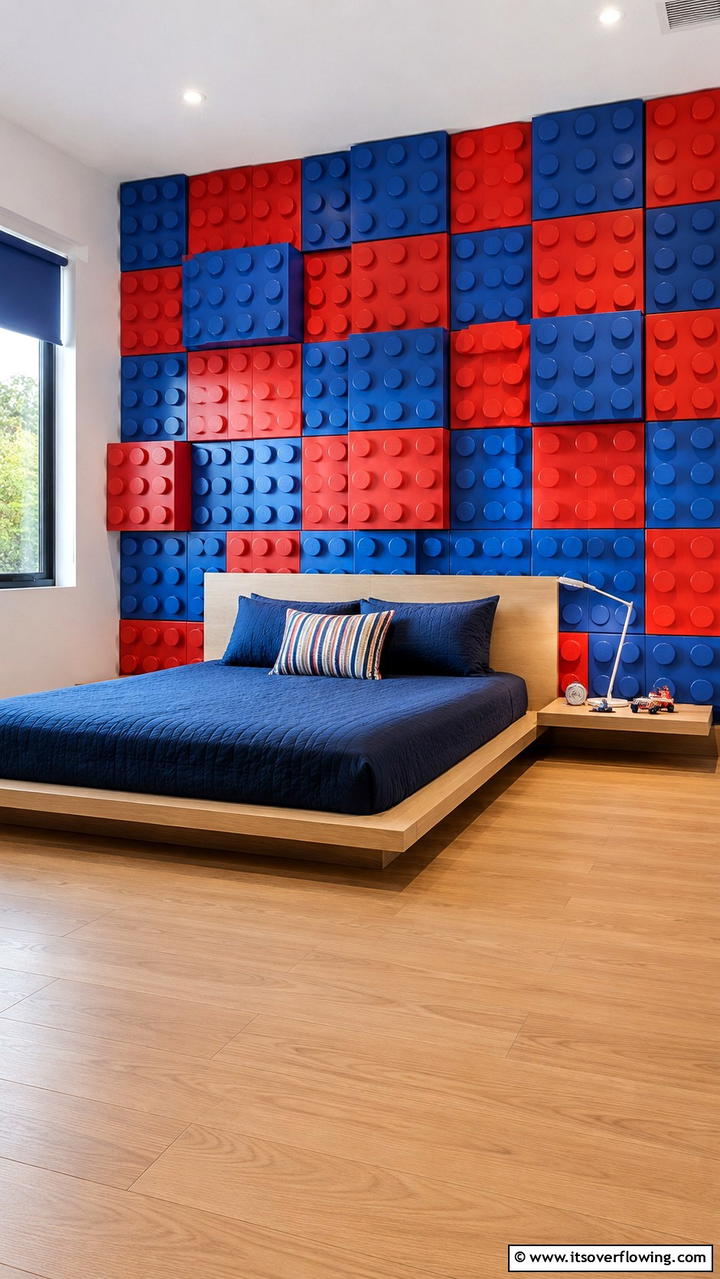Lego Brick Accent Wall - 25 Creative Lego Bedroom Ideas for Kids and Adults