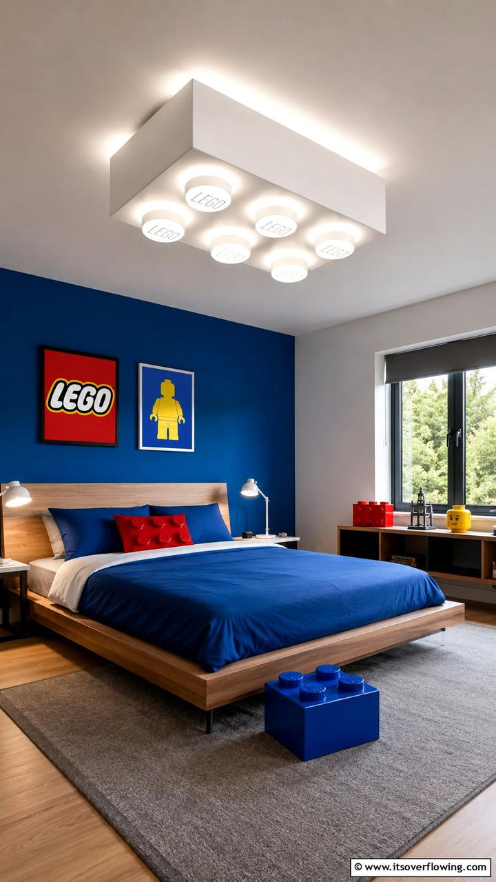 Lego Brick Ceiling Light - 25 Creative Lego Bedroom Ideas for Kids and Adults