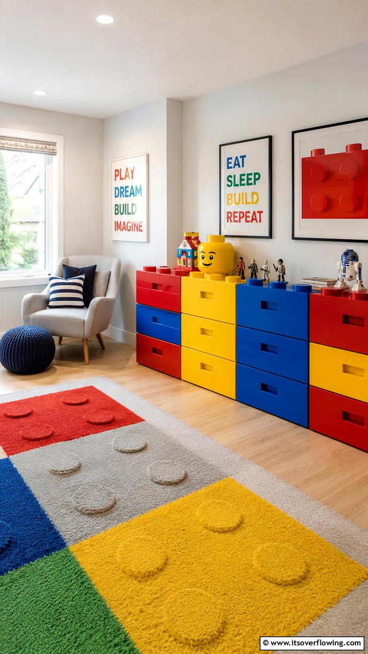 Lego Brick Inspired Storage Units - 25 Creative Lego Bedroom Ideas for Kids and Adults