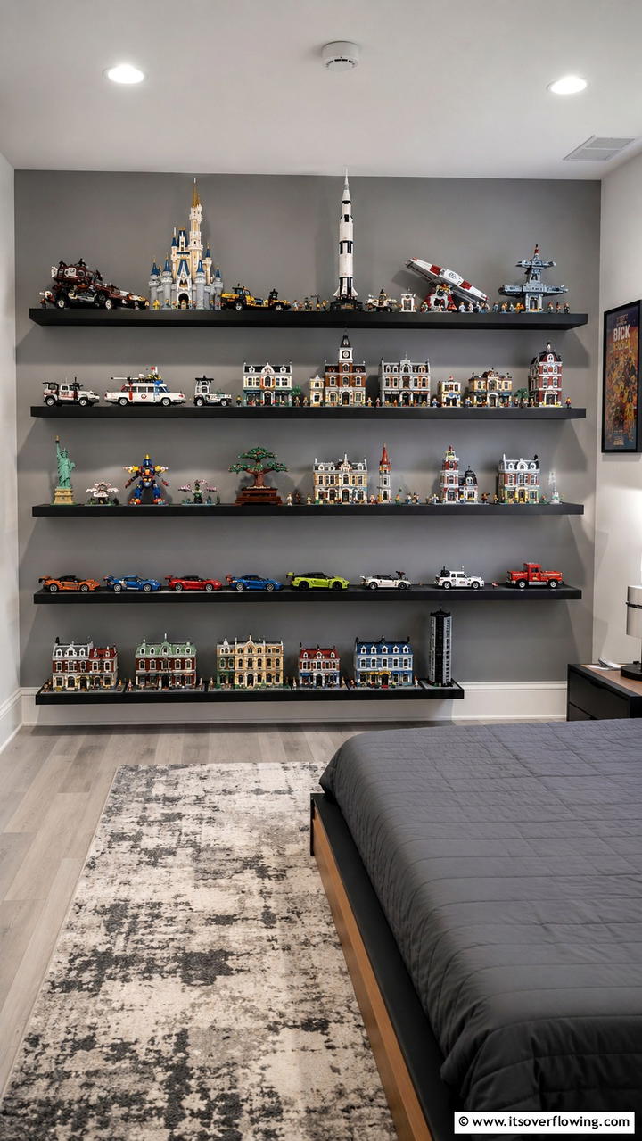 Lego Display Shelves - 25 Creative Lego Bedroom Ideas for Kids and Adults
