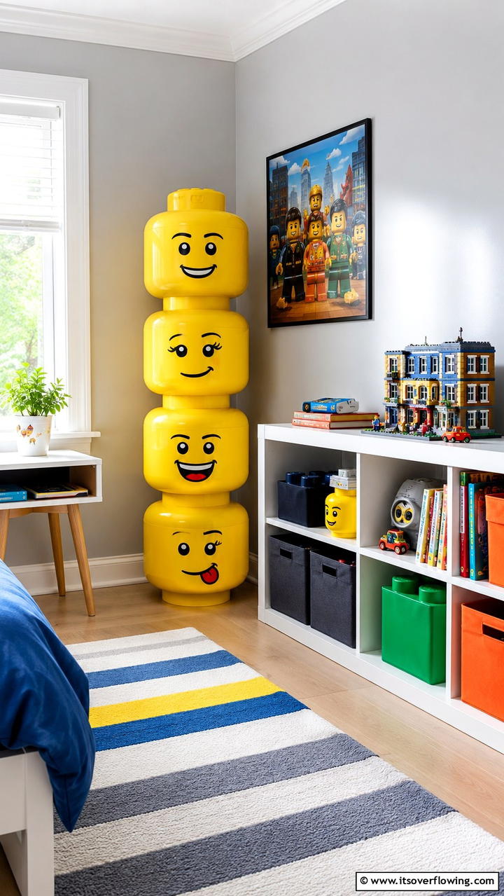 Lego Head Storage Containers - 25 Creative Lego Bedroom Ideas for Kids and Adults
