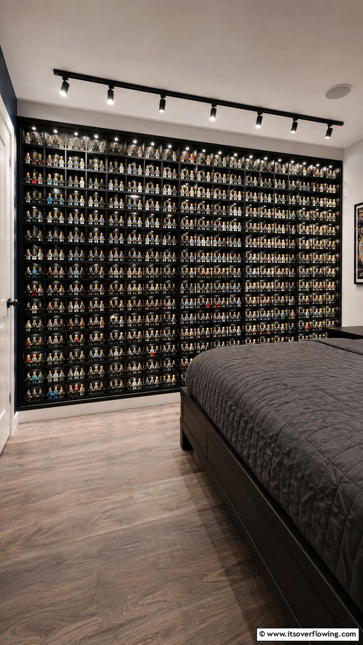 Lego Minifigure Display Wall - 25 Creative Lego Bedroom Ideas for Kids and Adults