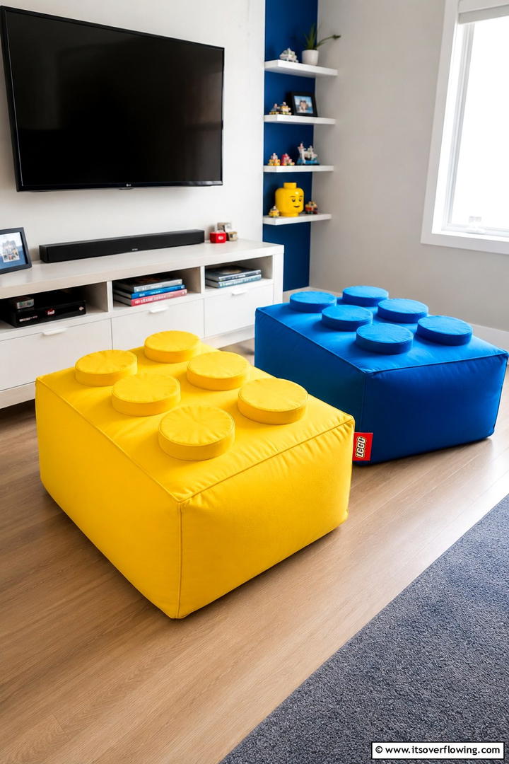 Lego Themed Bean Bag Chairs - 25 Creative Lego Bedroom Ideas for Kids and Adults
