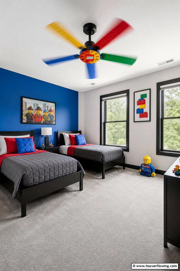 Lego Themed Ceiling Fans - 25 Creative Lego Bedroom Ideas for Kids and Adults
