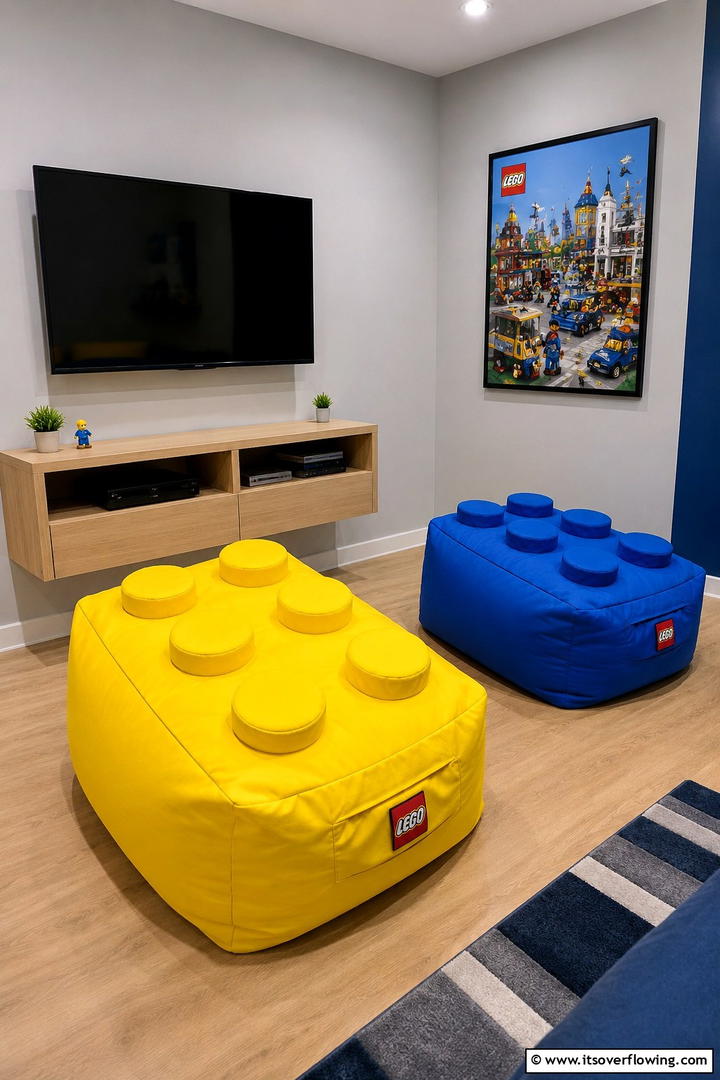 Lego Themed Floor Tiles - 25 Creative Lego Bedroom Ideas for Kids and Adults